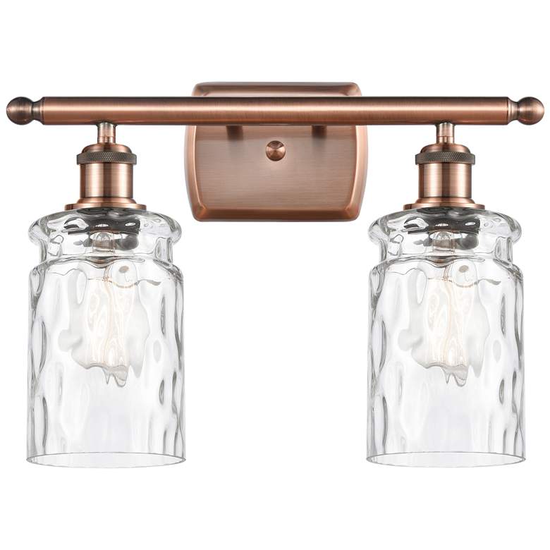 Image 1 Candor 16" 2-Light Antique Copper Bath Light w/ Clear Waterglass Shade