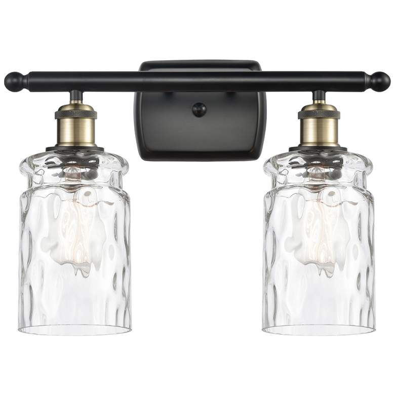Image 1 Candor 16" 2-Light Black Antique Brass Bath Light w/ Clear Waterglass