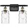 Candor 16" 2-Light Black Antique Brass Bath Light w/ Clear Waterglass