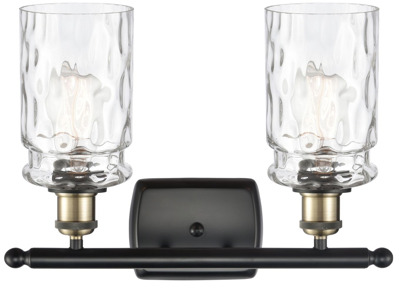 Image 2 Candor 16" 2-Light Black Antique Brass Bath Light w/ Clear Waterglass  more views