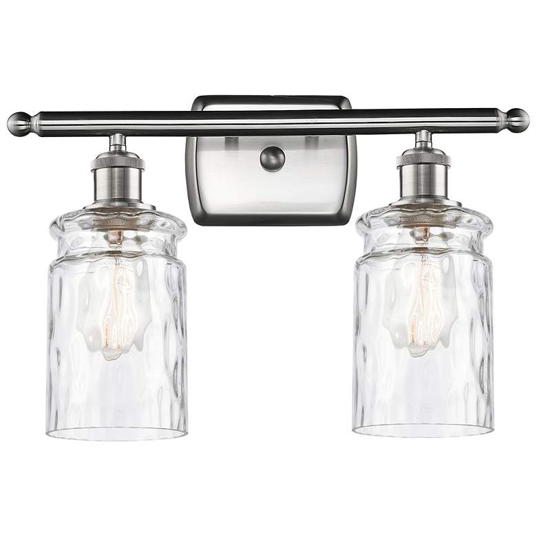 Image 1 Candor 16" 2-Light Brushed Nickel Bath Light w/ Clear Waterglass Shade