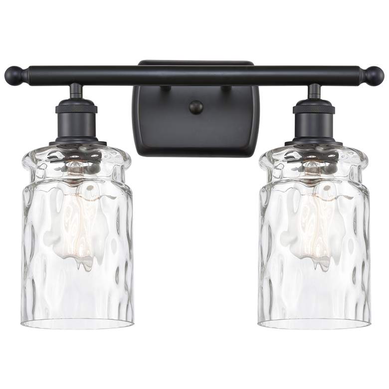 Image 1 Candor 16" 2-Light Matte Black Bath Light w/ Clear Waterglass Shade