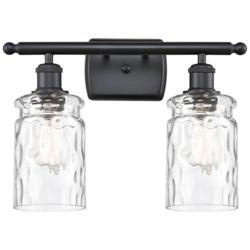 Candor 16" 2-Light Matte Black Bath Light w/ Clear Waterglass Shade