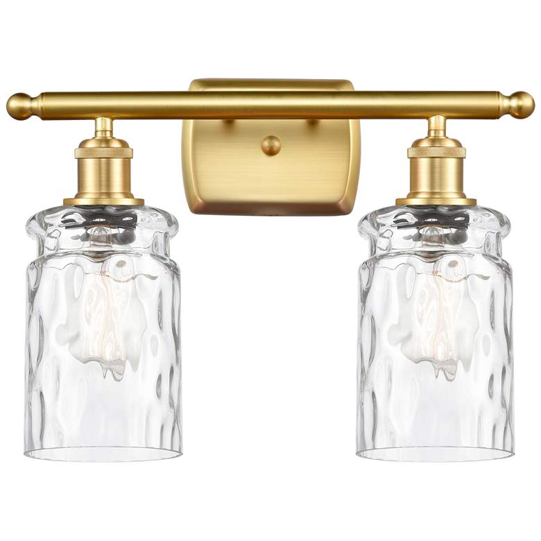 Image 1 Candor 16" 2-Light Satin Gold Bath Light w/ Clear Waterglass Shade
