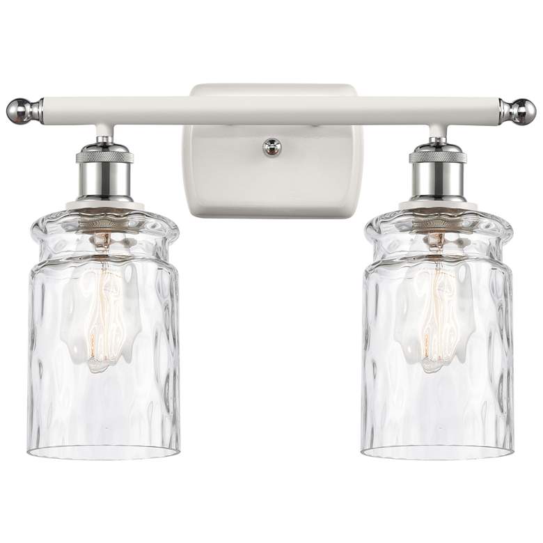 Image 1 Candor 16 inch 2-Light White &#38; Chrome Bath Light w/ Clear Waterglass S