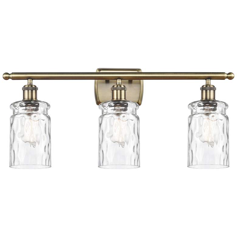 Image 1 Candor 26"W 3 Light Antique Brass Bath Light w/ Clear Waterglass Shade