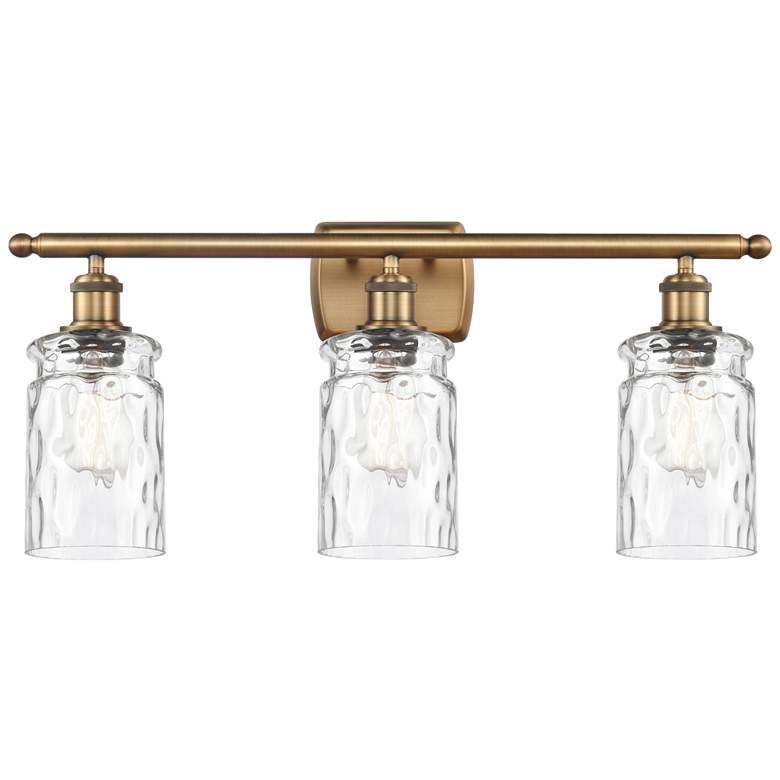 Image 1 Candor 26"W 3 Light Brushed Brass Bath Light w/ Clear Waterglass Shade