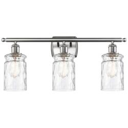 Candor 26"W 3 Light Brushed Nickel Bath Light w/ Clear Waterglass Shad