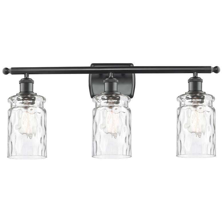 Image 1 Candor 26"W 3 Light Matte Black Bath Vanity Light w/ Clear Waterglass