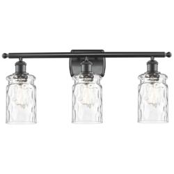 Candor 26"W 3 Light Matte Black Bath Vanity Light w/ Clear Waterglass