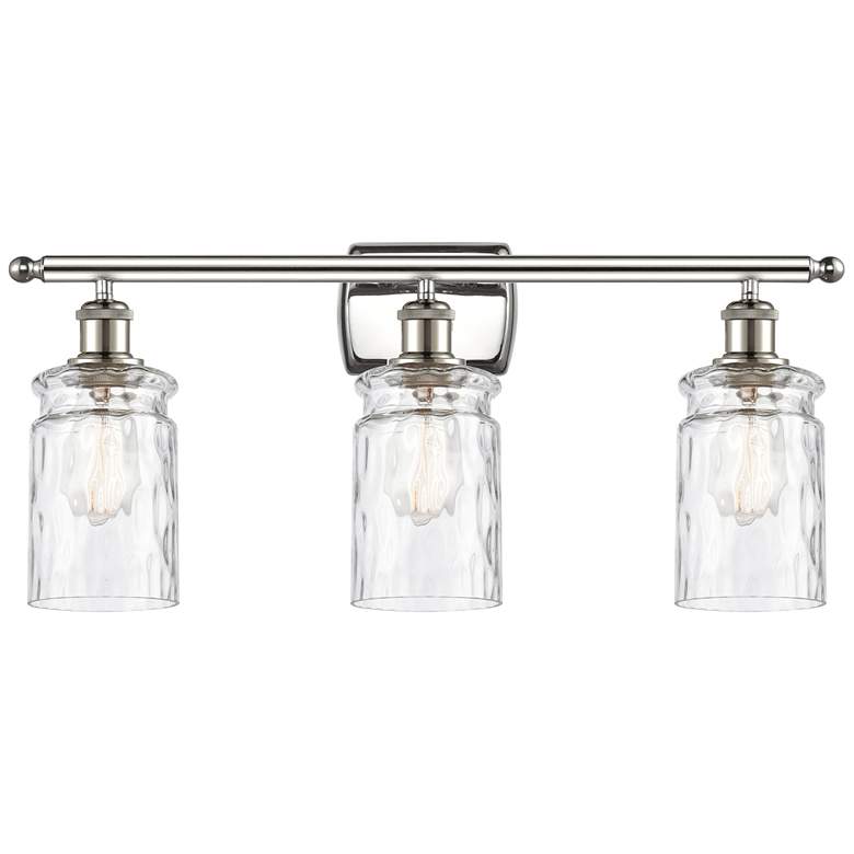 Image 1 Candor 26"W 3 Light Polished Nickel Bath Light w/ Clear Waterglass Sha