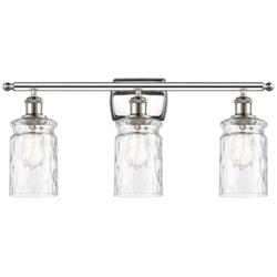 Candor 26"W 3 Light Polished Nickel Bath Light w/ Clear Waterglass Sha