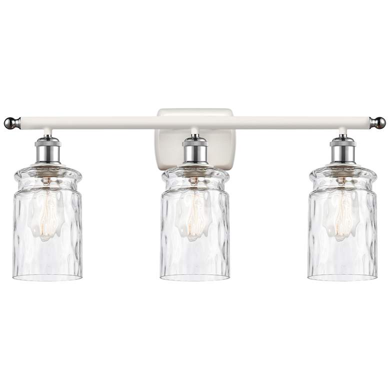 Image 1 Candor 26 inchW 3 Light White and Chrome Bath Light w/ Clear Waterglass Sh