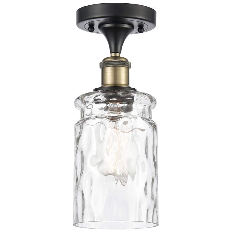 Image 1 Candor 4.75" Wide Black Brass Semi Flush Mount w/ Clear Waterglass Sha