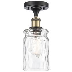 Candor 4.75" Wide Black Brass Semi Flush Mount w/ Clear Waterglass Sha