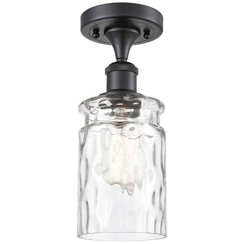 Image 1 Candor 4.75" Wide Matte Black Semi Flush Mount w/ Clear Waterglass Sha