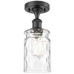 Candor 4.75" Wide Matte Black Semi Flush Mount w/ Clear Waterglass Sha