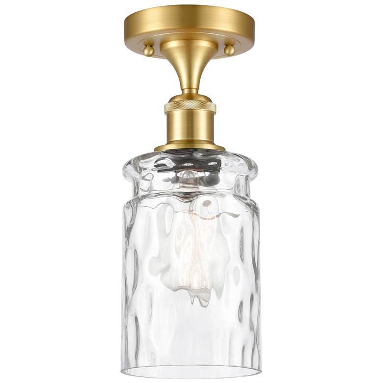 Image 1 Candor 4.75" Wide Satin Gold Semi Flush Mount w/ Clear Waterglass Shad