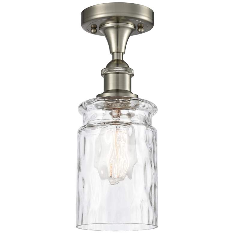 Image 1 Candor 4.75"W Brushed Nickel Semi Flush Mount w/ Clear Waterglass Shad