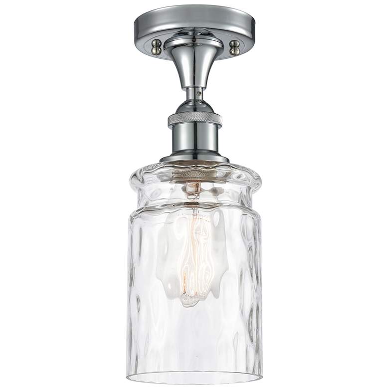 Image 1 Candor 4.75"W Polished Chrome Semi Flush Mount w/ Clear Waterglass Sha