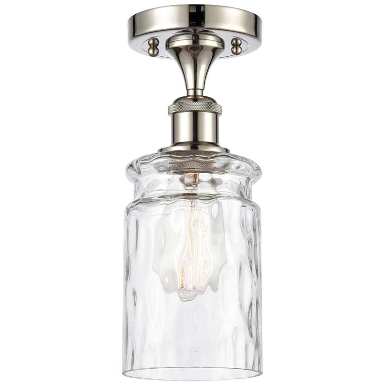 Image 1 Candor 4.75"W Polished Nickel Semi Flush Mount w/ Clear Waterglass Sha