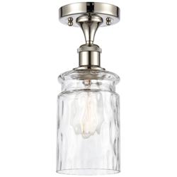Candor 4.75"W Polished Nickel Semi Flush Mount w/ Clear Waterglass Sha