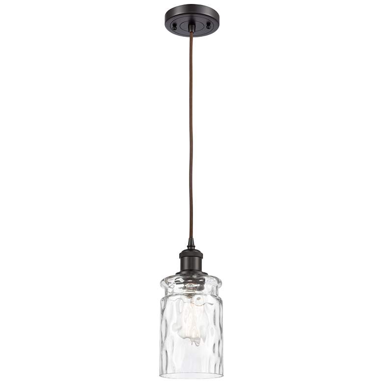 Image 1 Candor 5 inch LED Mini Pendant - Oil Rubbed Bronze - Clear Waterglass Shad