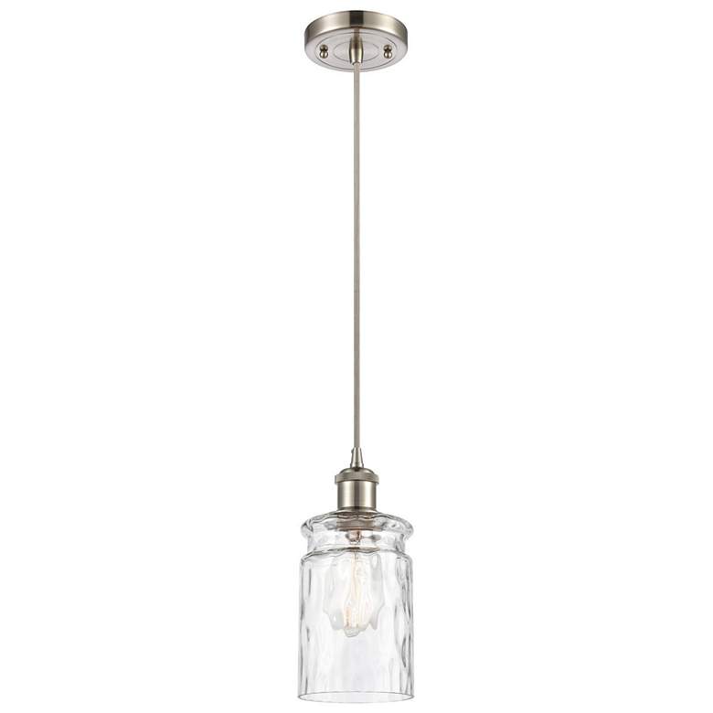 Image 1 Candor 5" LED Mini Pendant - Brushed Satin Nickel - Clear Waterglass Shade