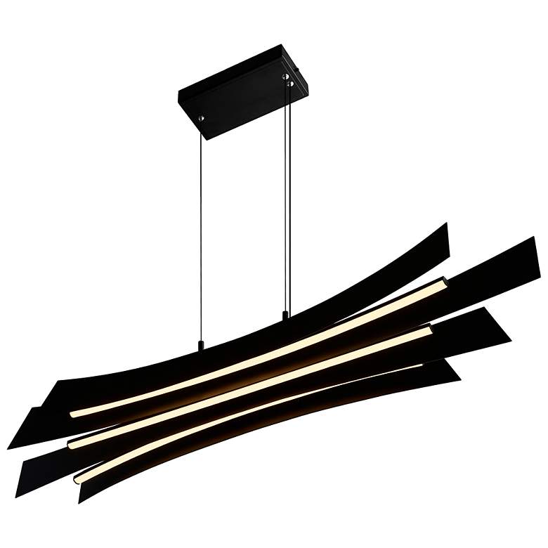 Image 3 Candora 50" Wide Black LED Linear Pendant more views