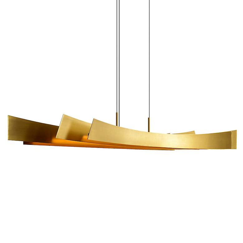 Image 3 Candora 50" Wide Brass LED Linear Pendant more views