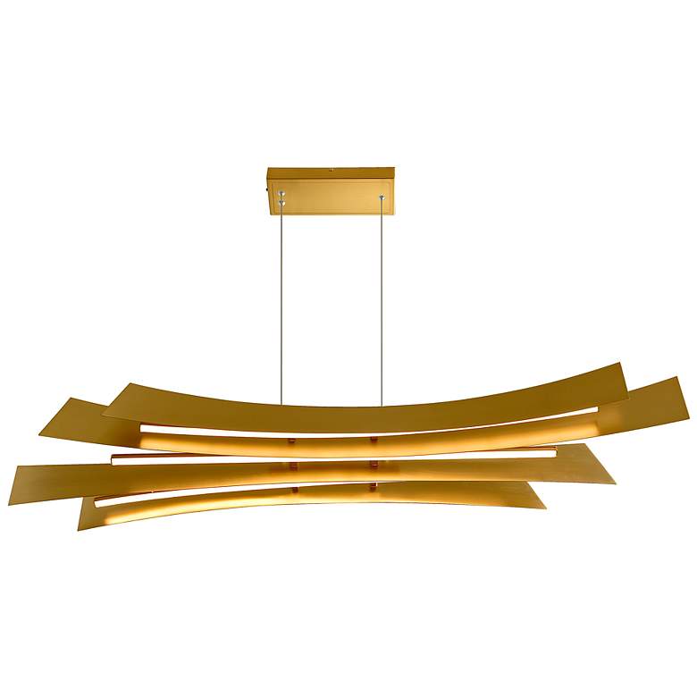 Image 4 Candora 50" Wide Brass LED Linear Pendant more views
