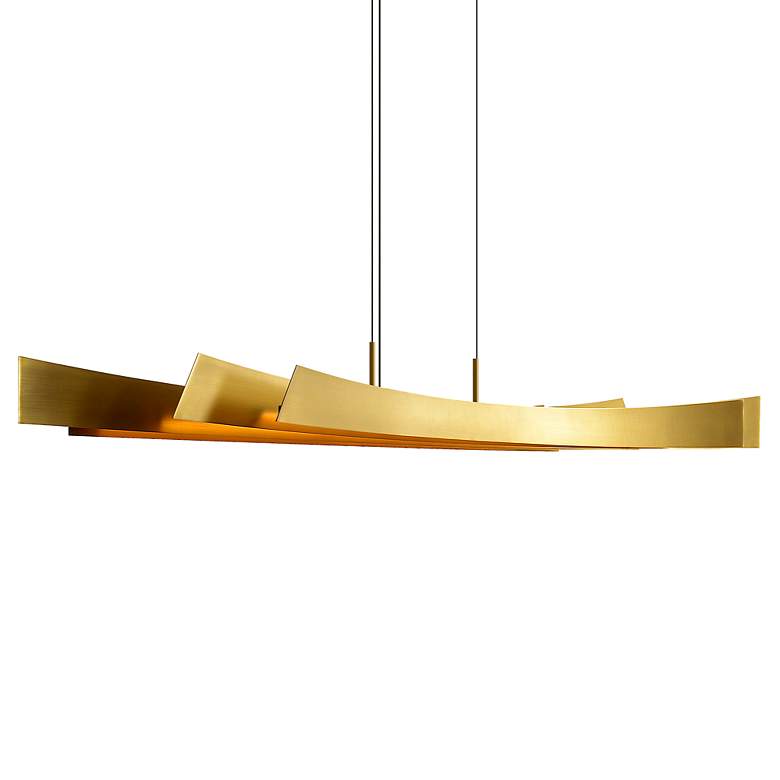 Image 2 Candora 72" Wide Brass LED Linear Pendant Light more views