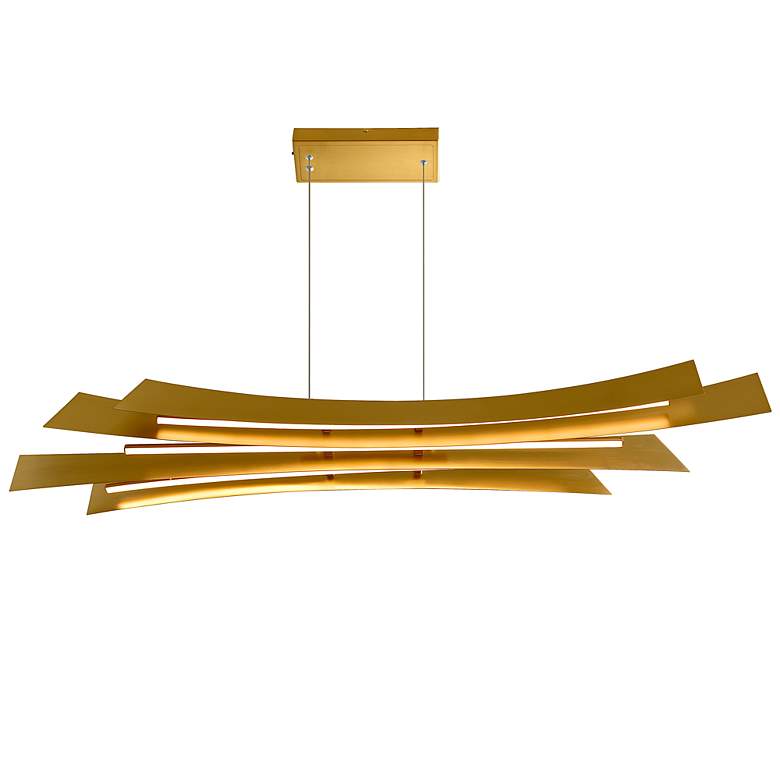 Image 3 Candora 72" Wide Brass LED Linear Pendant Light more views