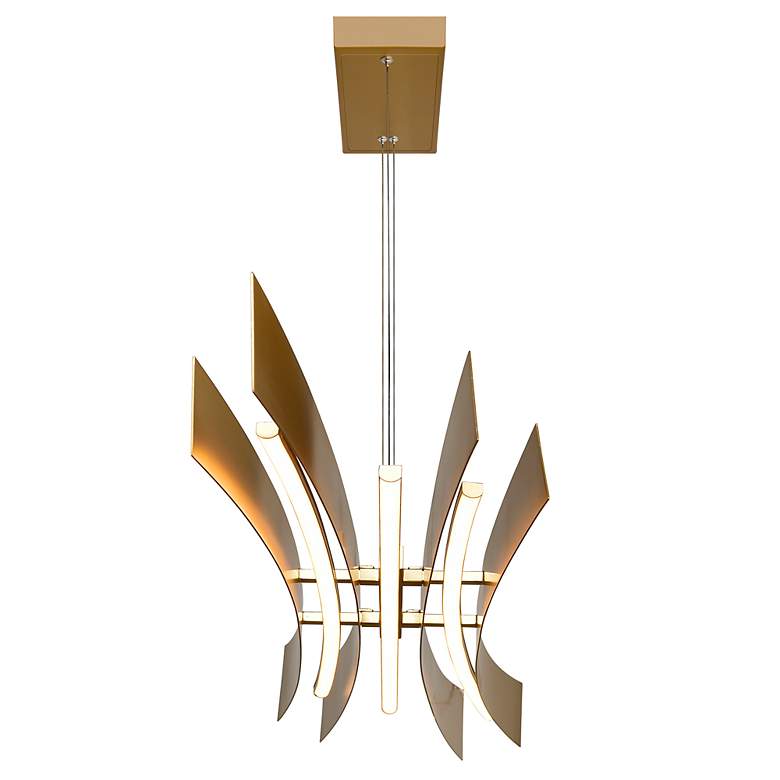 Image 4 Candora 72" Wide Brass LED Linear Pendant Light more views