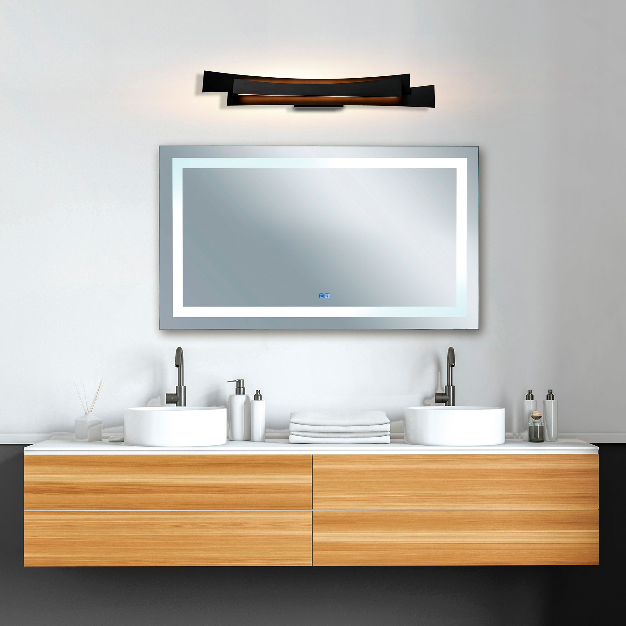 Candora Integrated LED 36in Black Vanity Light