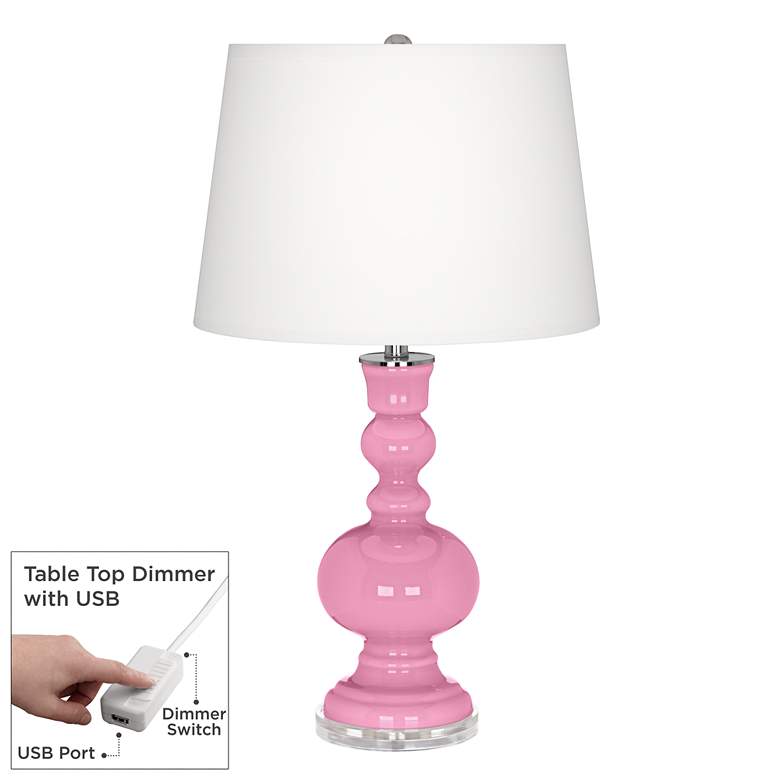 Image 1 Candy Pink Apothecary Table Lamp with Dimmer