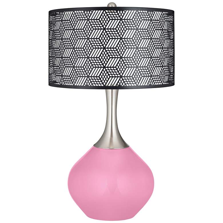 Image 1 Candy Pink Black Metal Shade Spencer Table Lamp