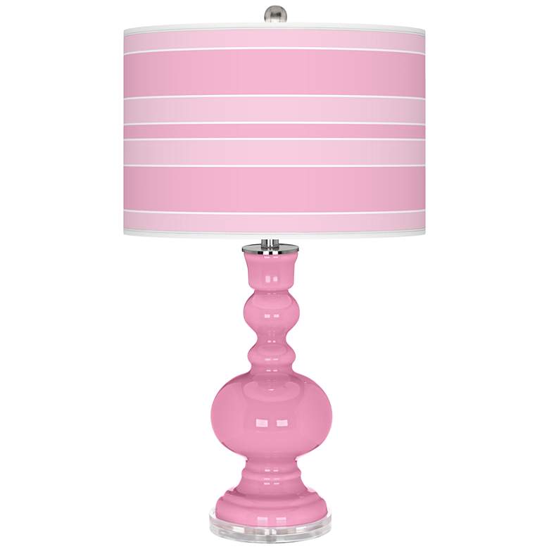 Image 1 Candy Pink Bold Stripe Apothecary Table Lamp