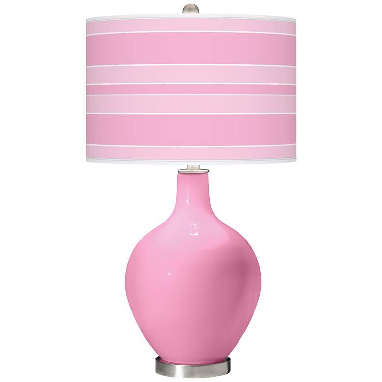Image 1 Candy Pink Bold Stripe Ovo Table Lamp