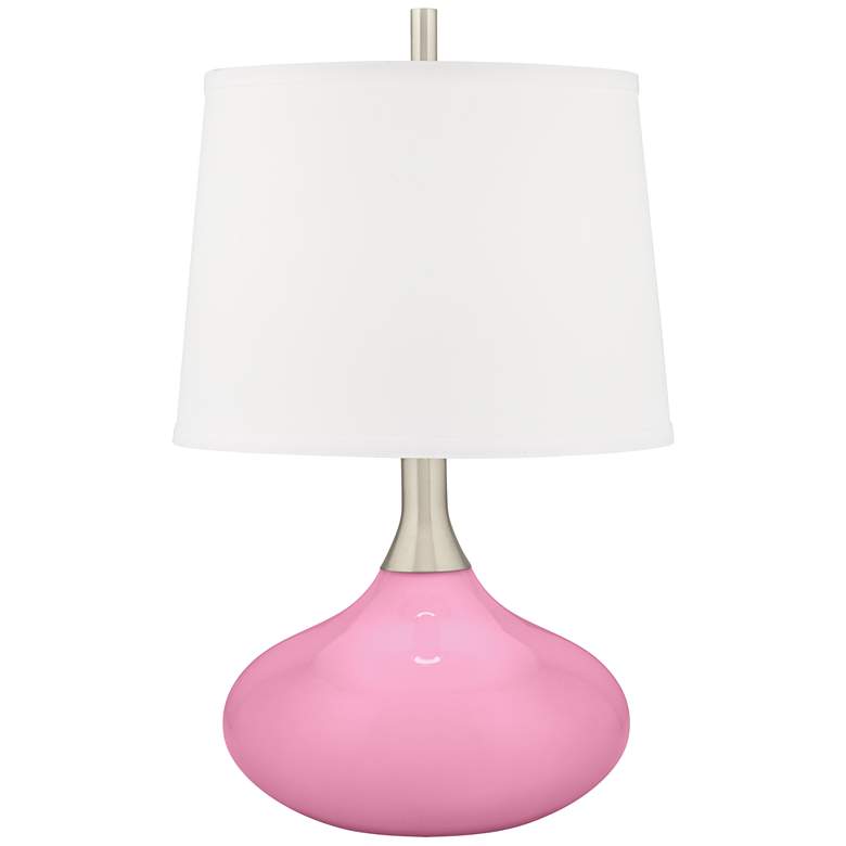 Image 2 Candy Pink Felix Modern Table Lamp with Table Top Dimmer