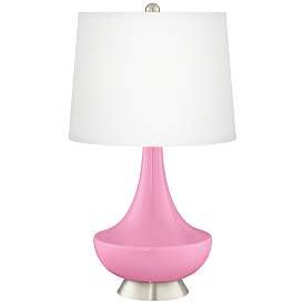 Image2 of Candy Pink Gillan Glass Table Lamp with Dimmer