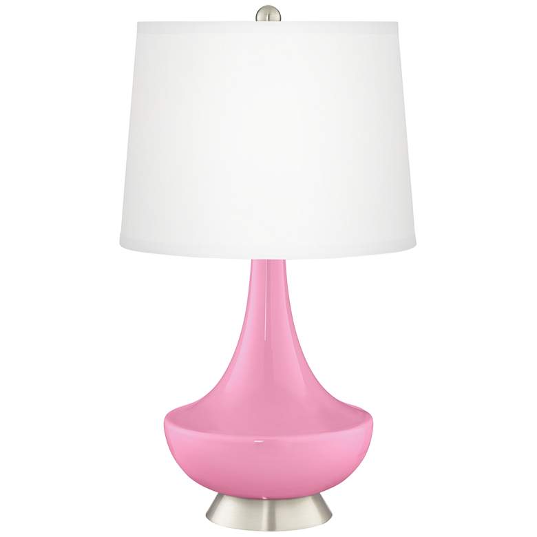 Image 2 Candy Pink Gillan Glass Table Lamp with Dimmer