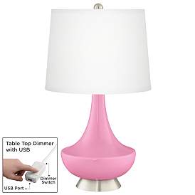 Image1 of Candy Pink Gillan Glass Table Lamp with Dimmer