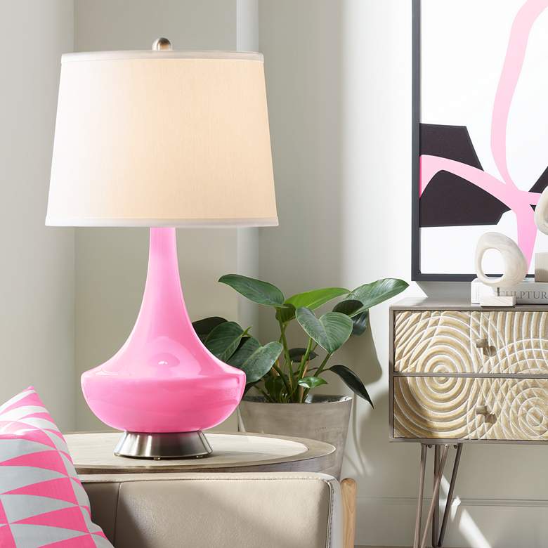 Image 1 Candy Pink Gillan Glass Table Lamp