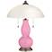 Candy Pink Gourd-Shaped Table Lamp with Alabaster Shade