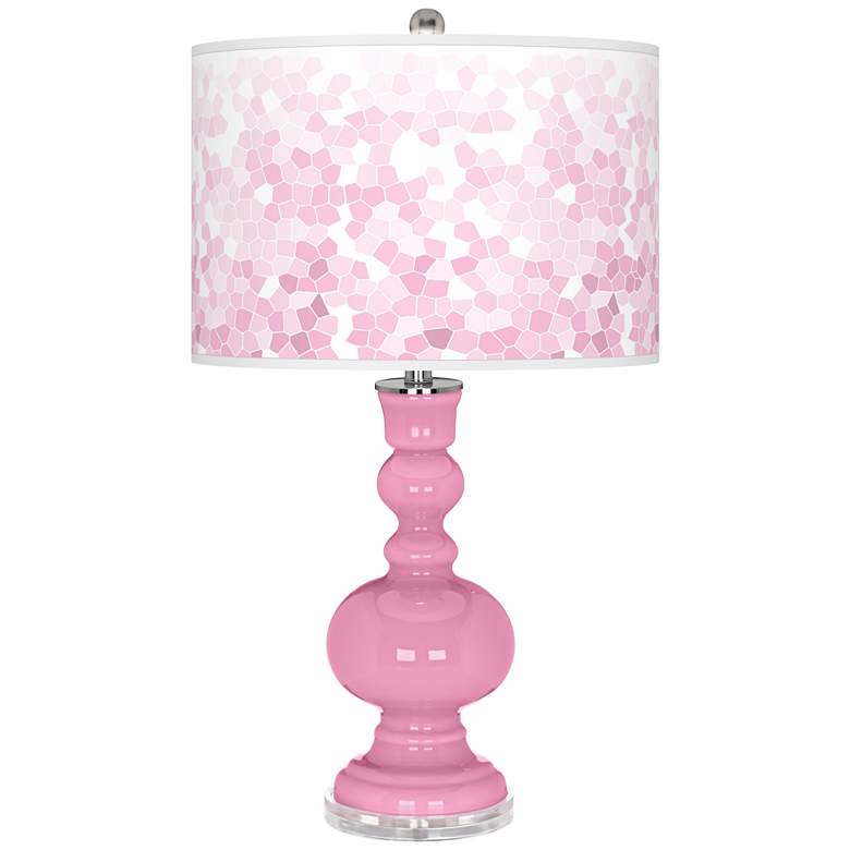 Image 1 Candy Pink Mosaic Giclee Apothecary Table Lamp