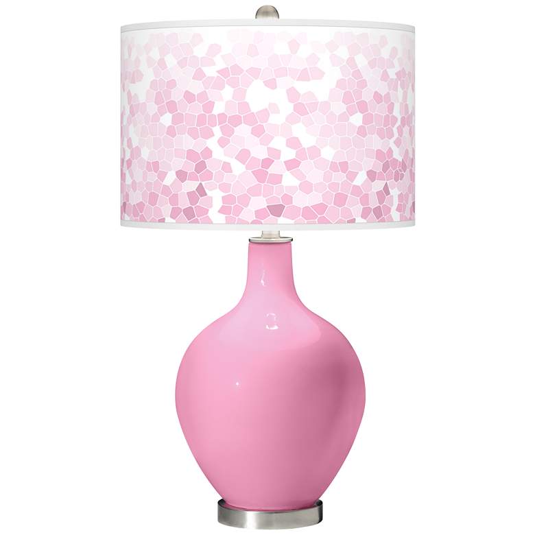 Image 1 Candy Pink Mosaic Giclee Ovo Table Lamp