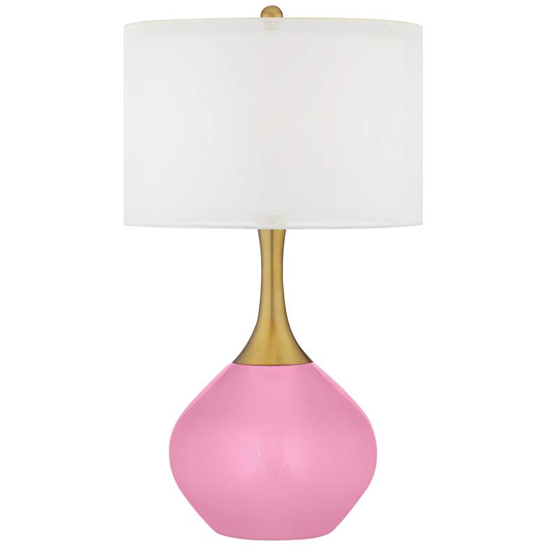 Image 1 Candy Pink Nickki Brass Modern Table Lamp