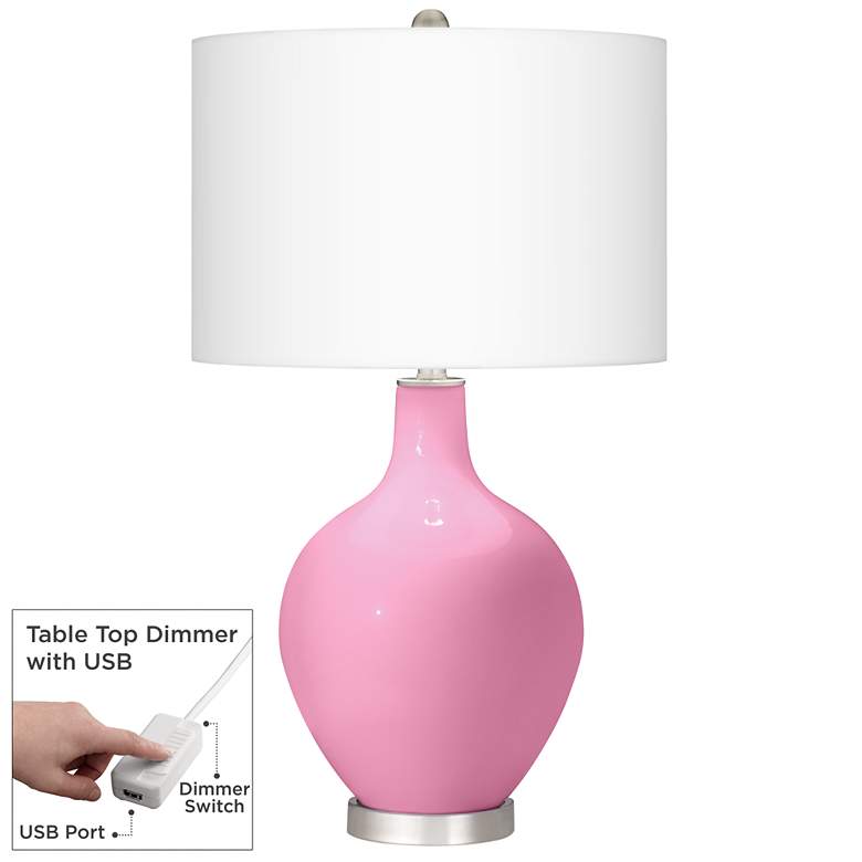 Image 1 Candy Pink Ovo Table Lamp With Dimmer