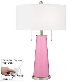 Image1 of Candy Pink Peggy Glass Table Lamp With Dimmer